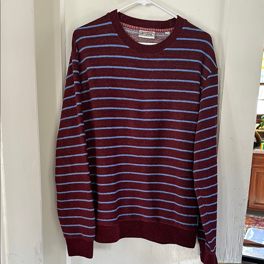 Scotch & Soda Men's Striped Sweater - Burgundy and Blue